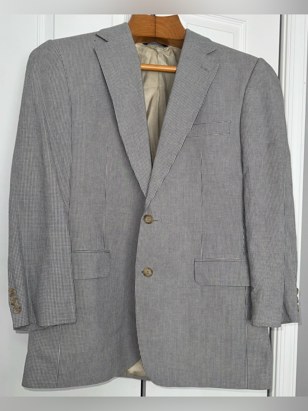Brooks Brothers Men’s Summer Sportcoat Jacket 40 Reg Fine Checked Blue/ Khaki